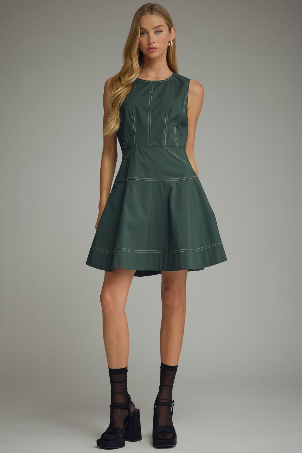 Hunter Green Peplum Mini Dress