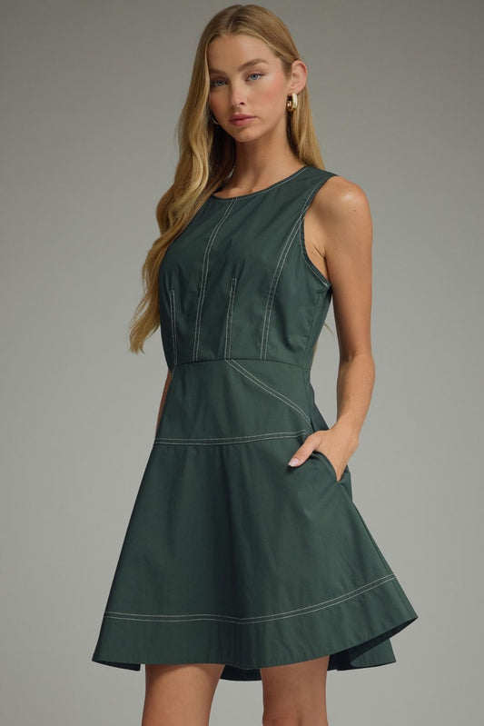 Hunter Green Peplum Mini Dress