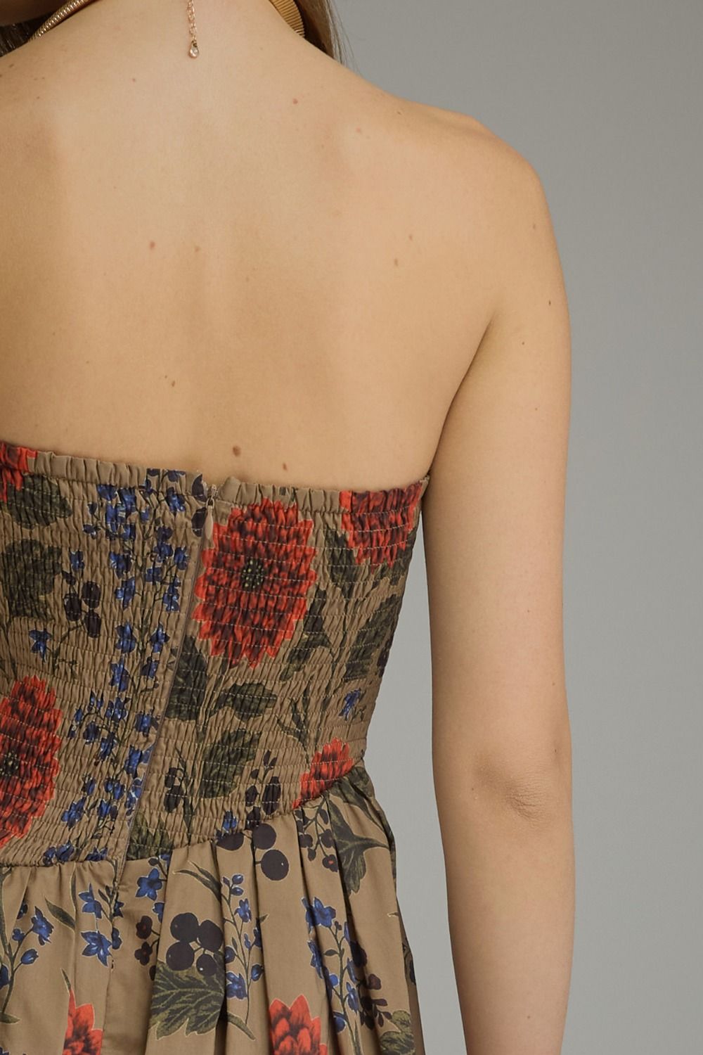 Floral Fall Sleeveless Pleated Midi Dress