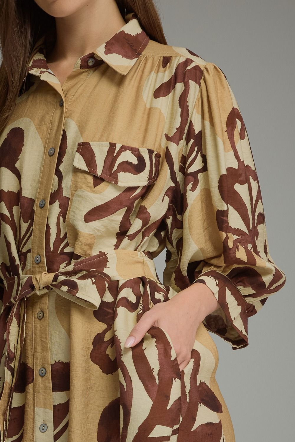 Golden Hour Floral Puff Sleeve Midi Dress