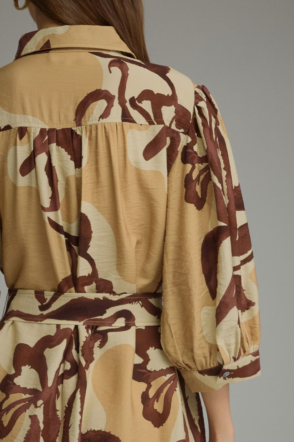 Golden Hour Floral Puff Sleeve Midi Dress