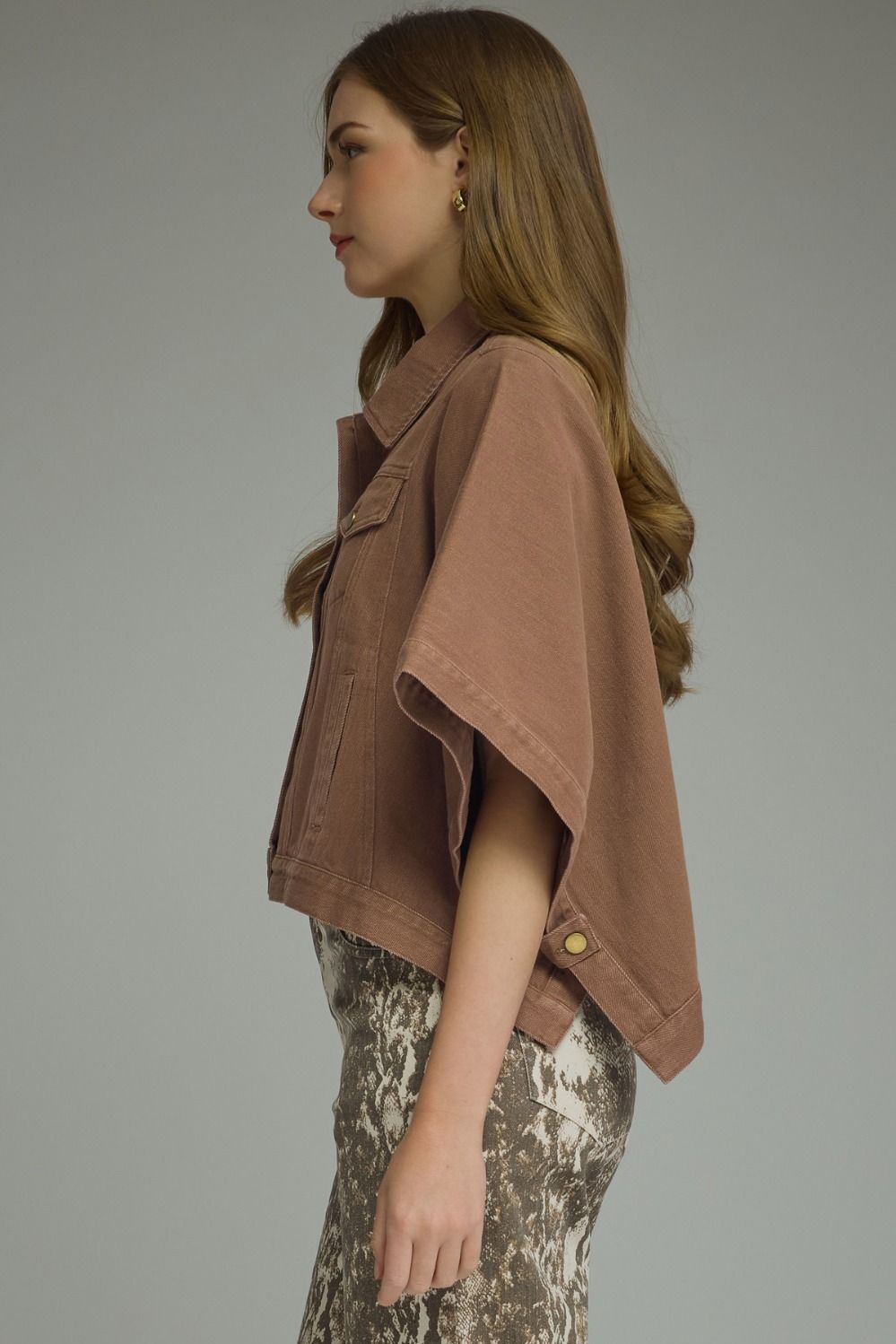 Cocoa Utility Denim Short-Sleeve Jacket