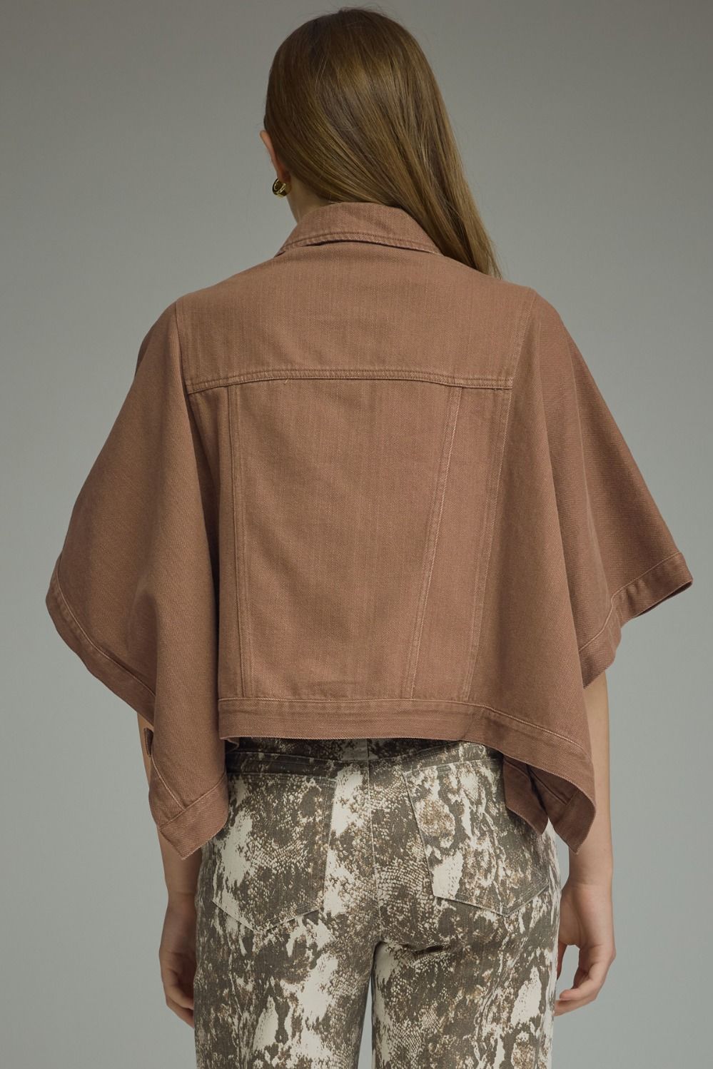 Cocoa Utility Denim Short-Sleeve Jacket