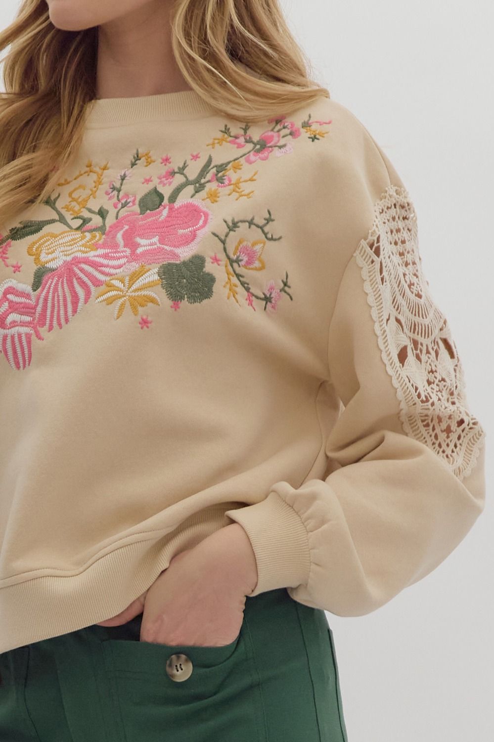 Blossom & Stitch Embroidered Sweatshirt