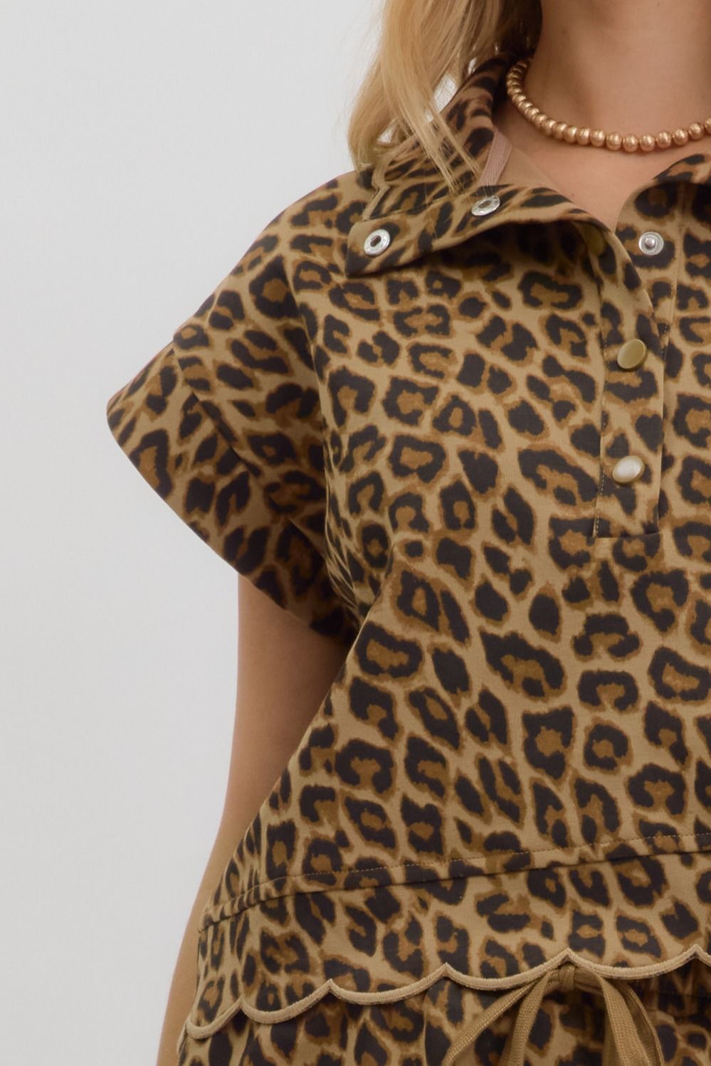 Wild Leopard Scallop Top