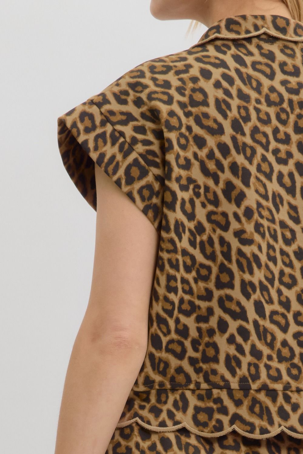 Wild Leopard Scallop Top