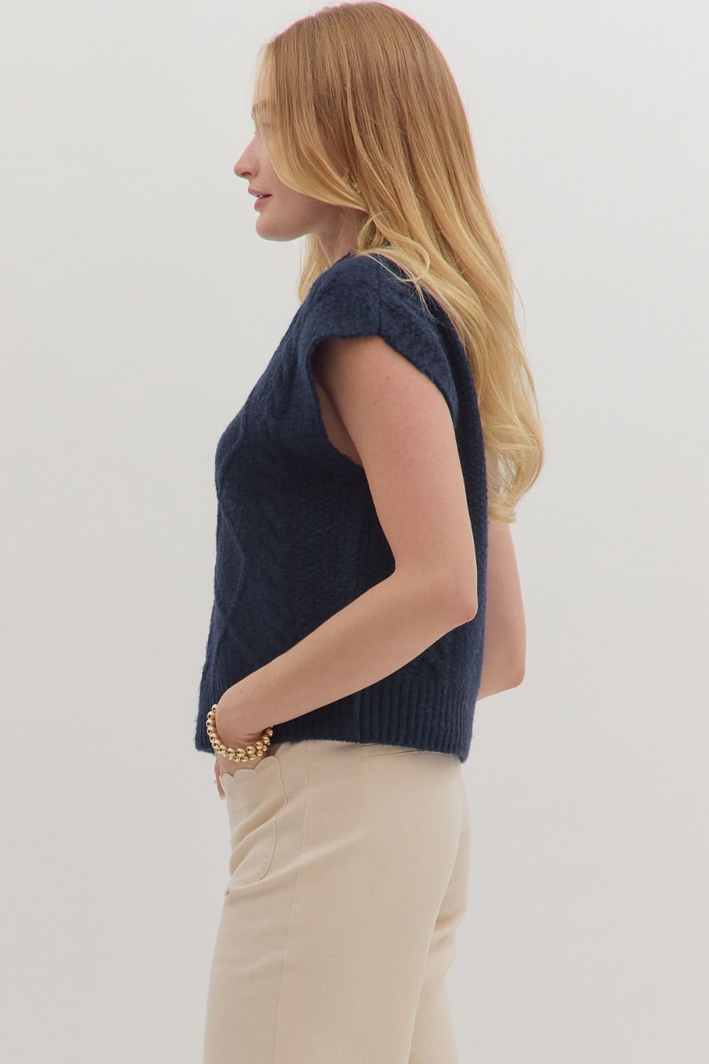 Navy Cap Sleeve Sweater