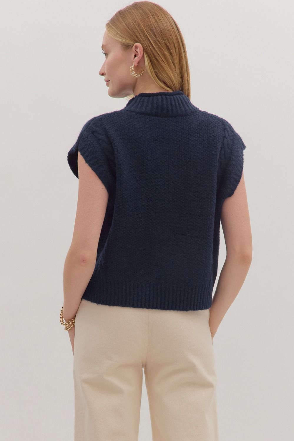 Navy Cap Sleeve Sweater