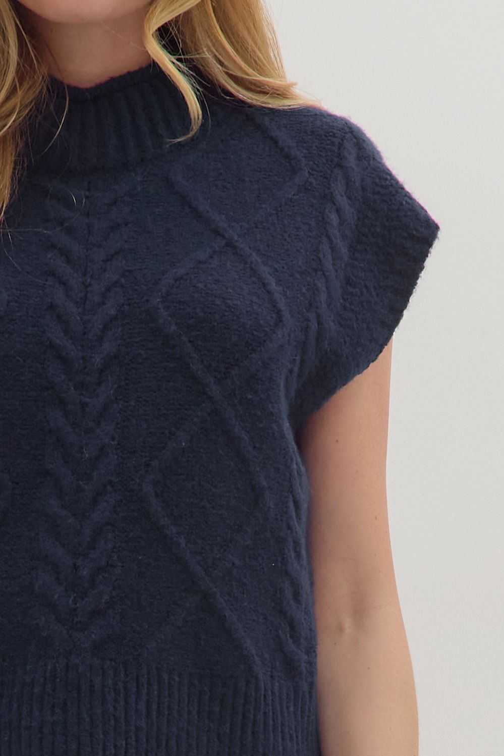 Navy Cap Sleeve Sweater