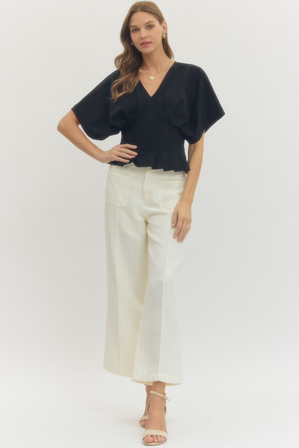 Black Dolman Short Sleeve Top