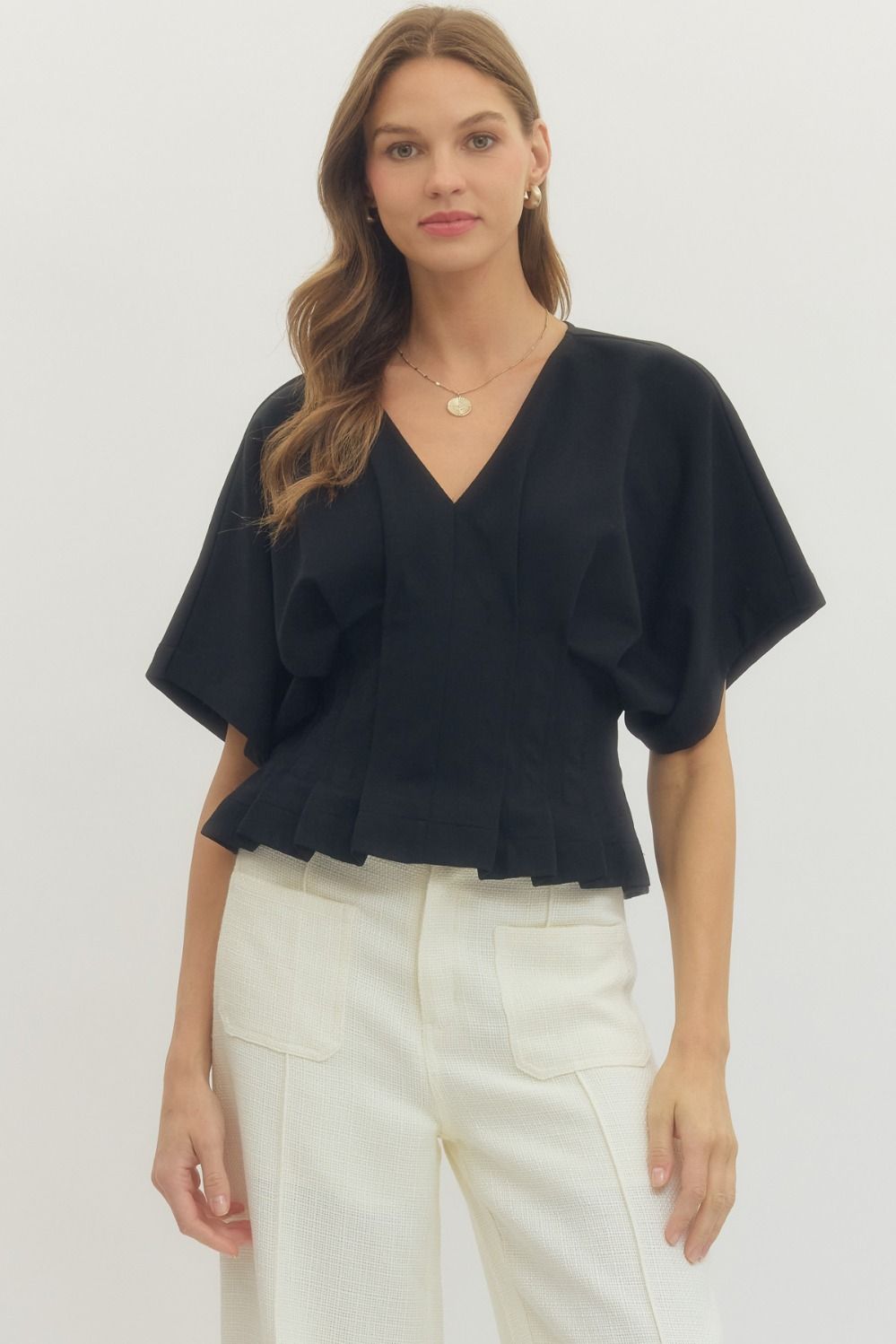 Black Dolman Short Sleeve Top