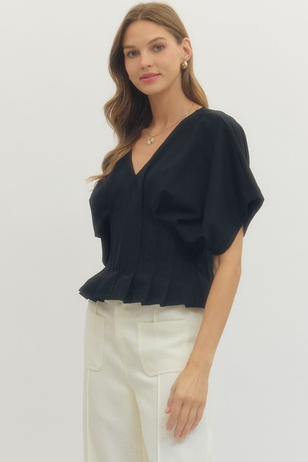 Black Dolman Short Sleeve Top