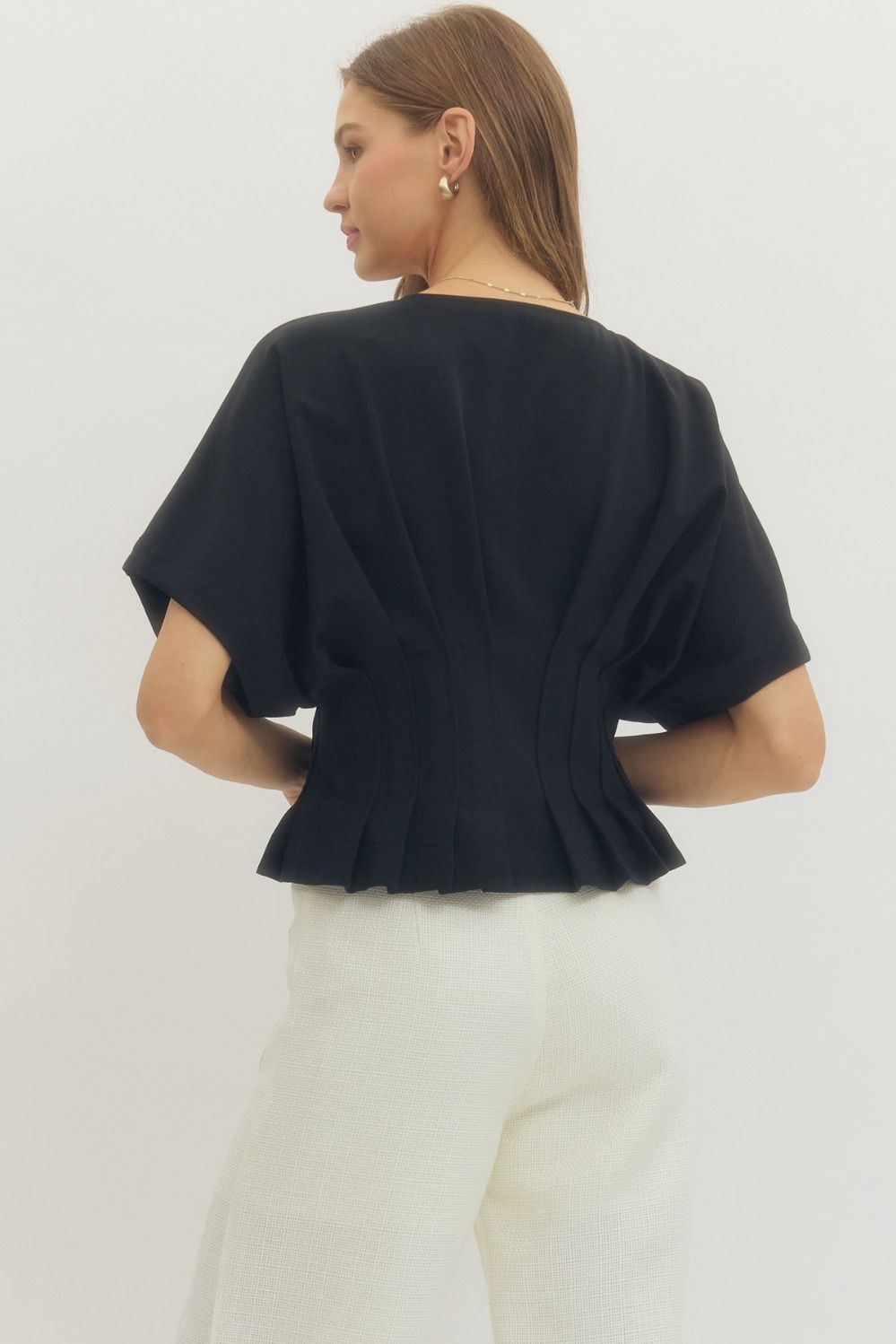 Black Dolman Short Sleeve Top