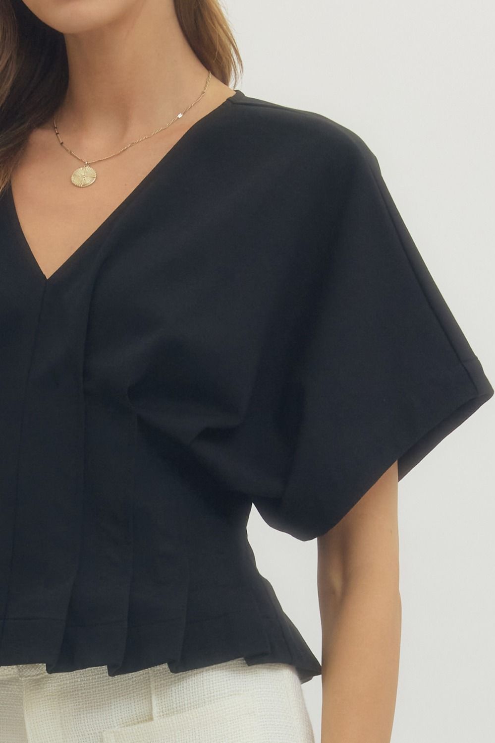 Black Dolman Short Sleeve Top