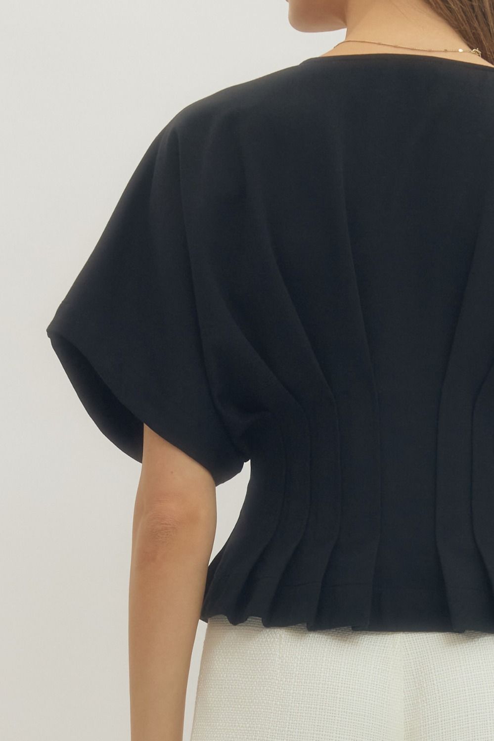 Black Dolman Short Sleeve Top