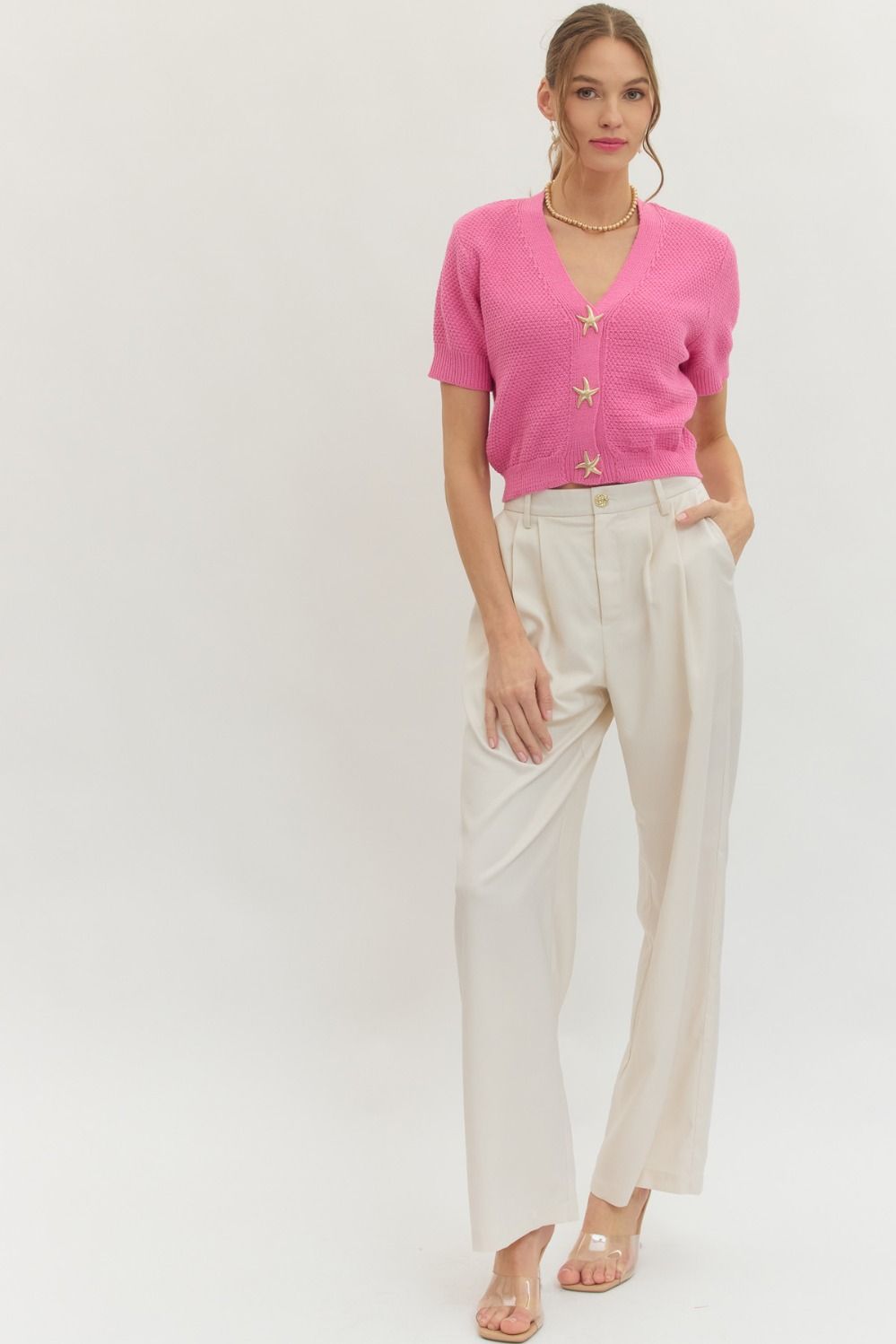 Pink Short Sleeve Sweater