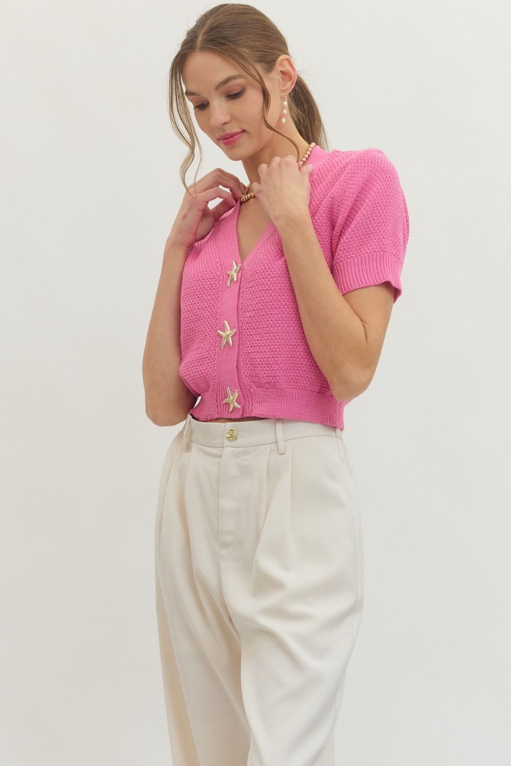 Pink Short Sleeve Sweater
