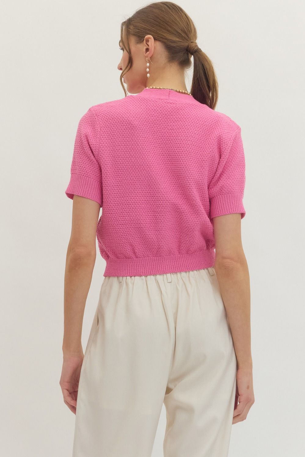 Pink Short Sleeve Sweater