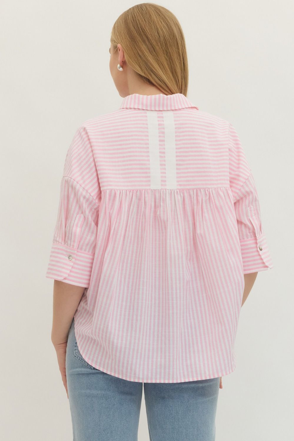 Cat Striped Button-up Shirt