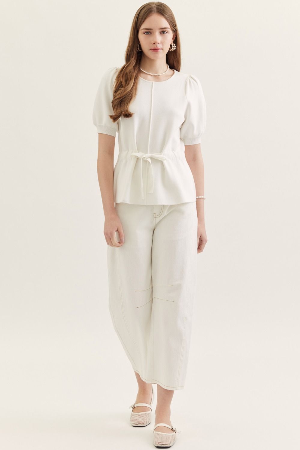 Knit White Tie Top