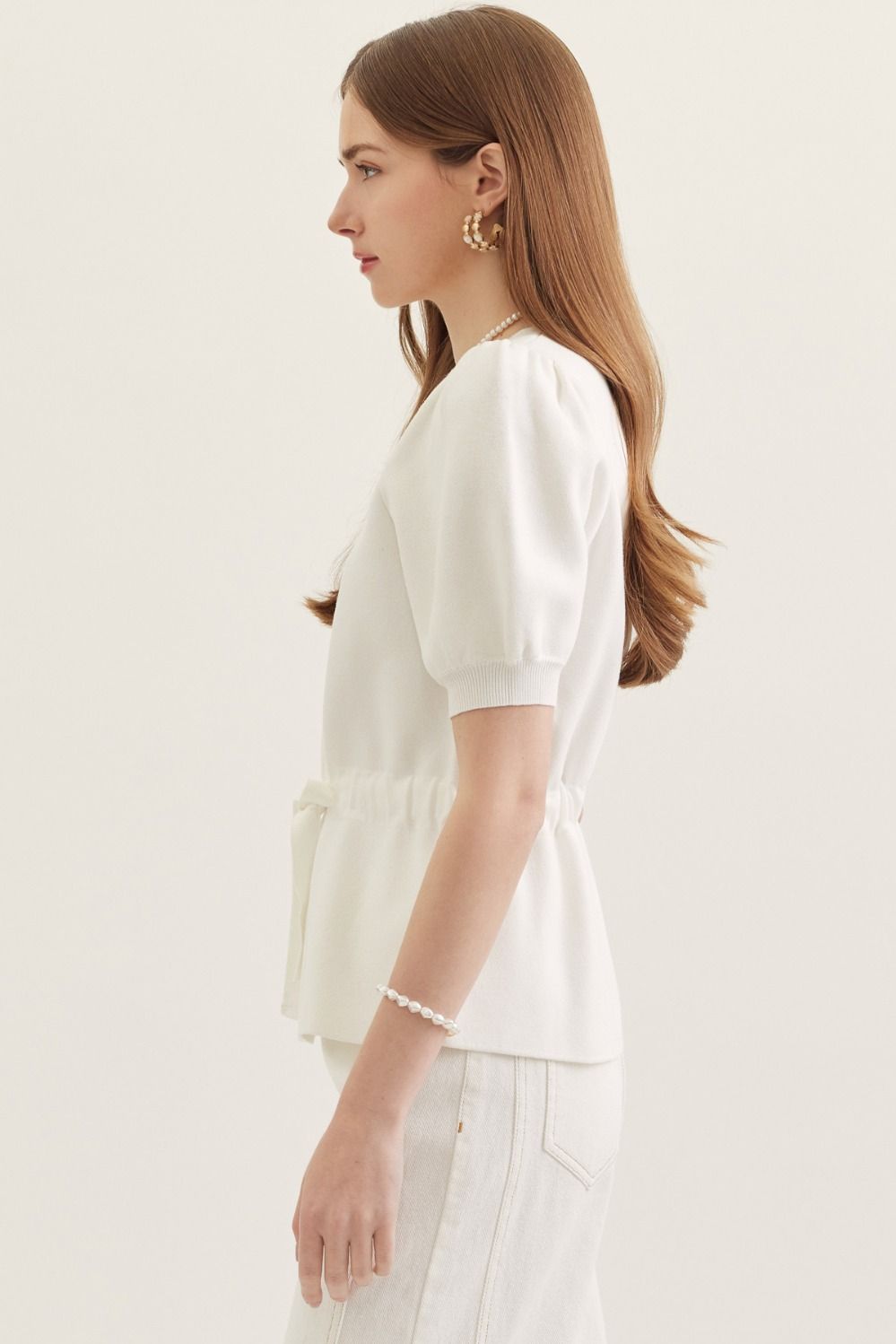 Knit White Tie Top
