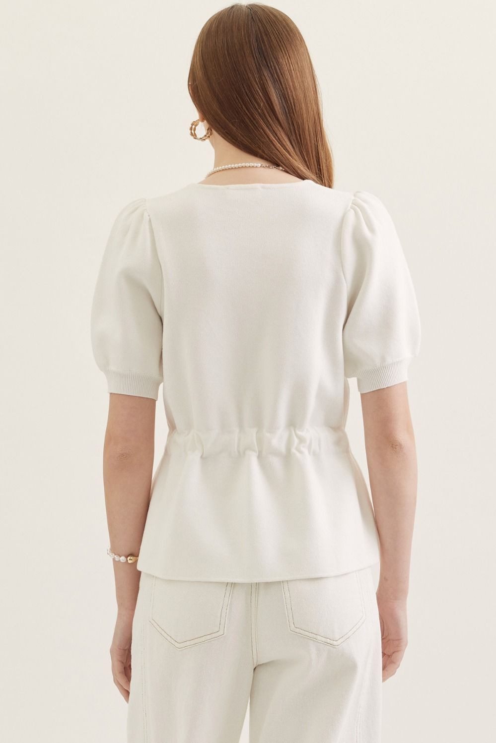 Knit White Tie Top