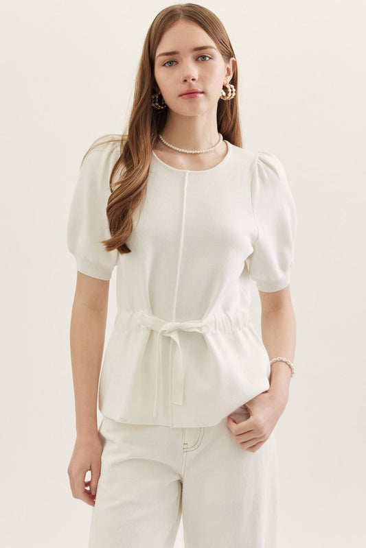 Knit White Tie Top