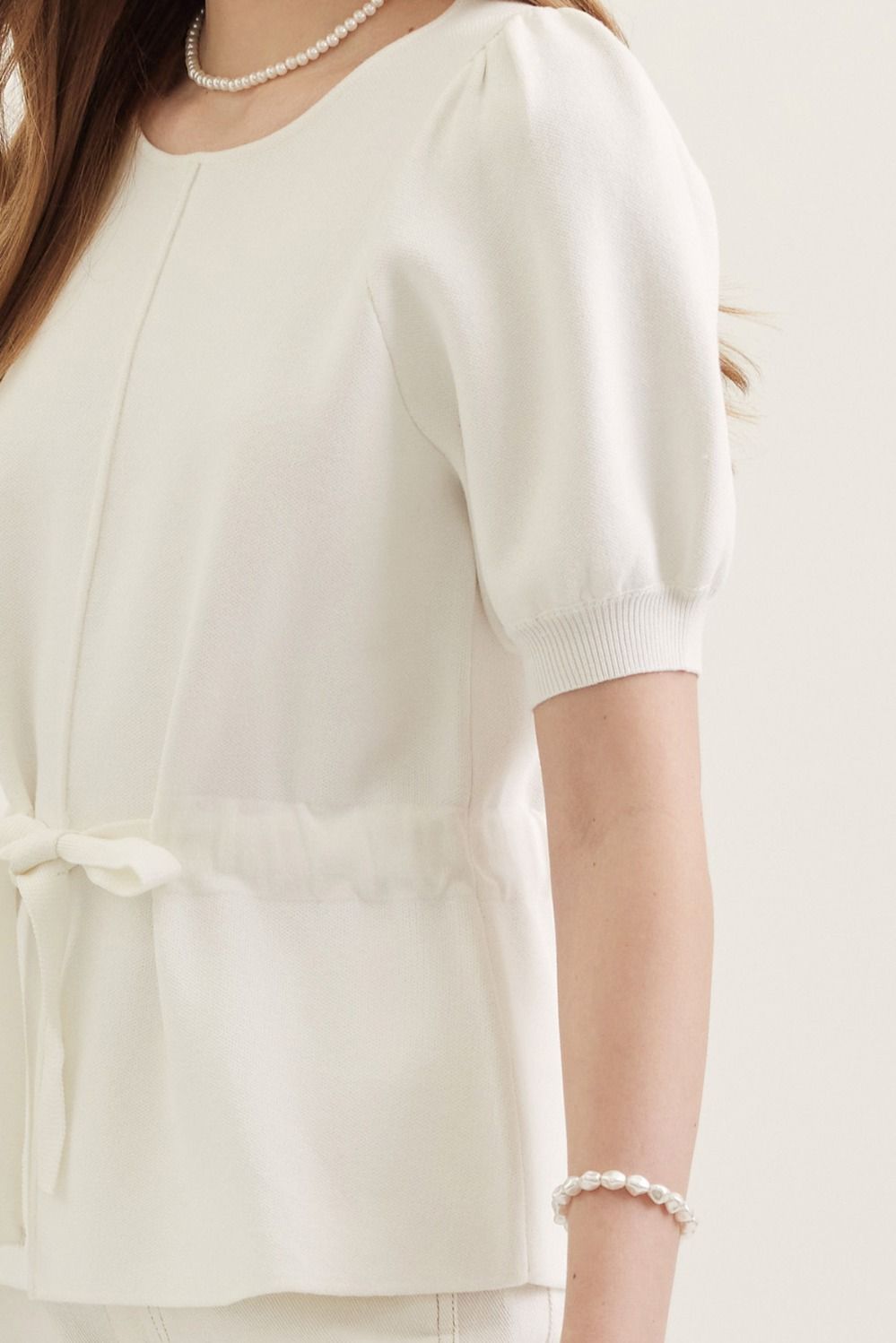 Knit White Tie Top