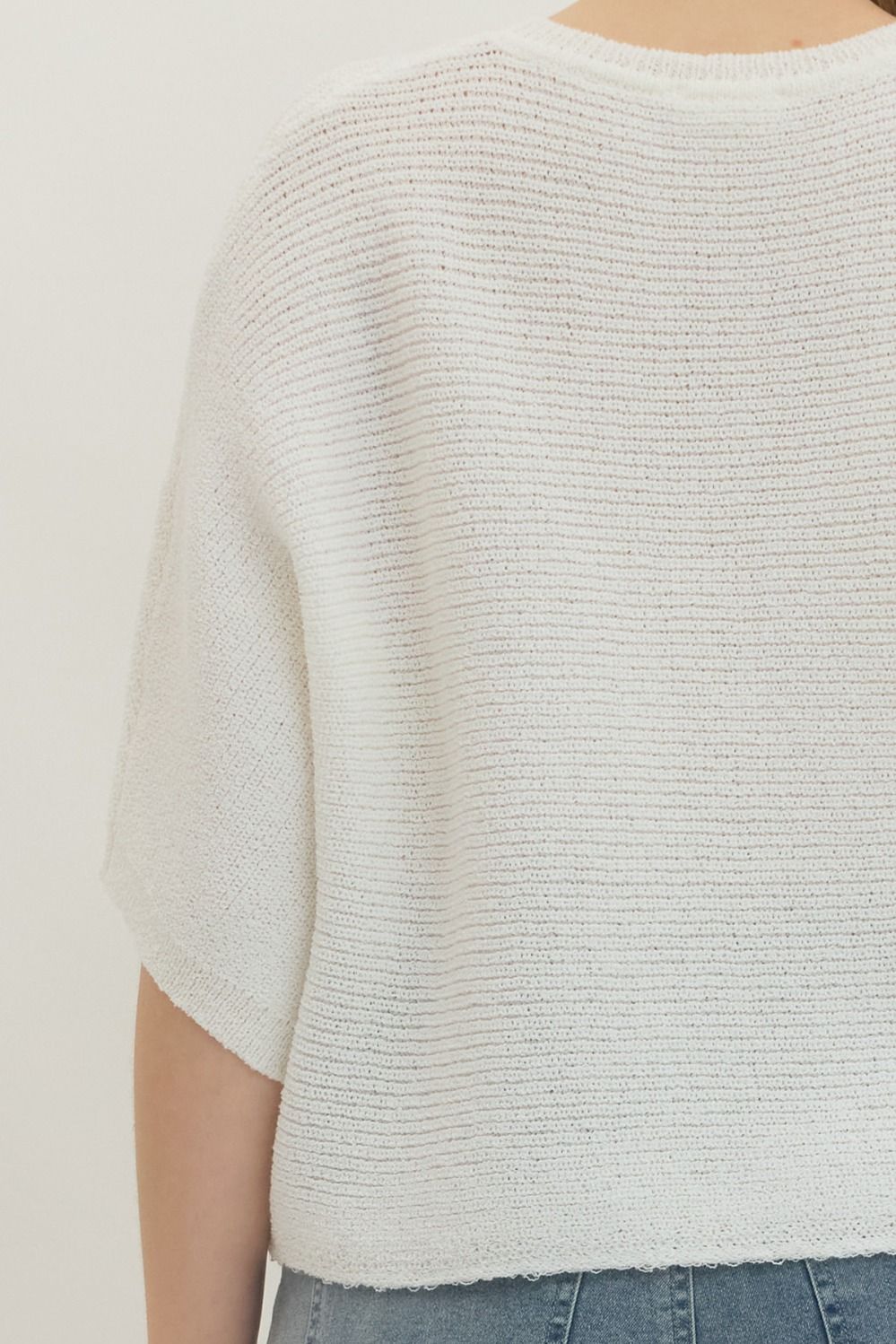 White Knit Drop Sleeve Top