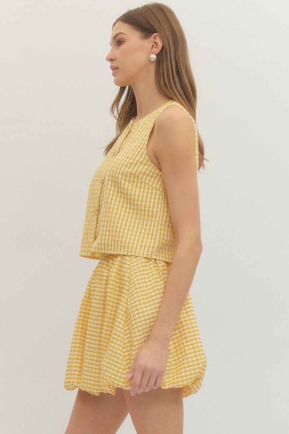 Yellow Gingham Sleeveless Top