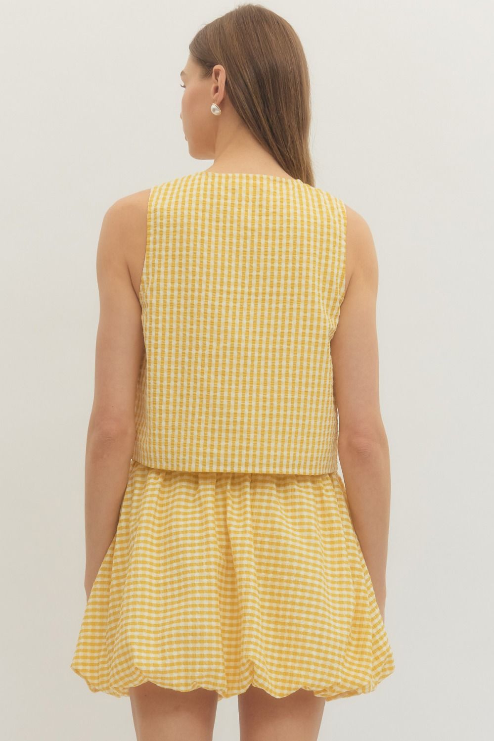 Yellow Gingham Sleeveless Top