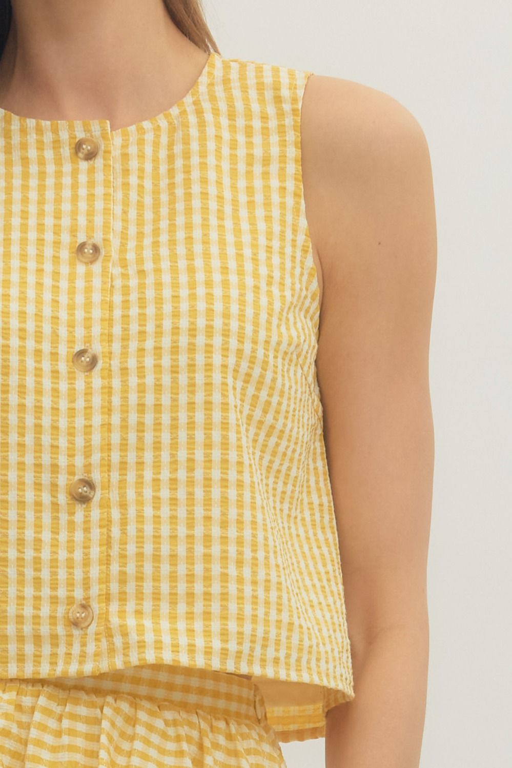 Yellow Gingham Sleeveless Top