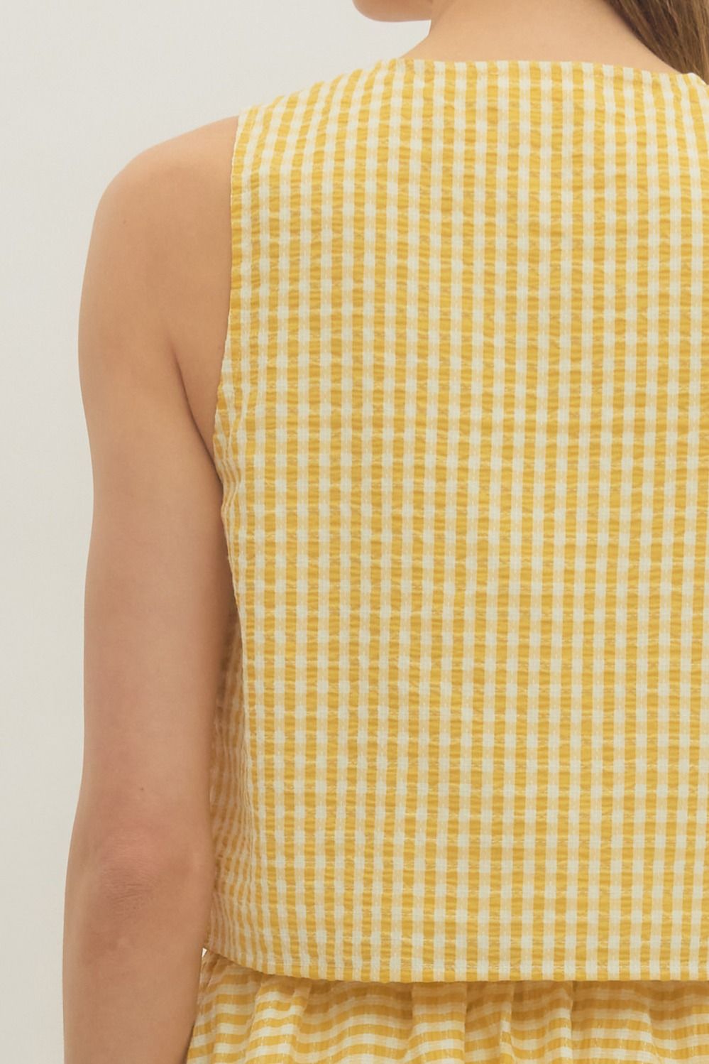 Yellow Gingham Sleeveless Top
