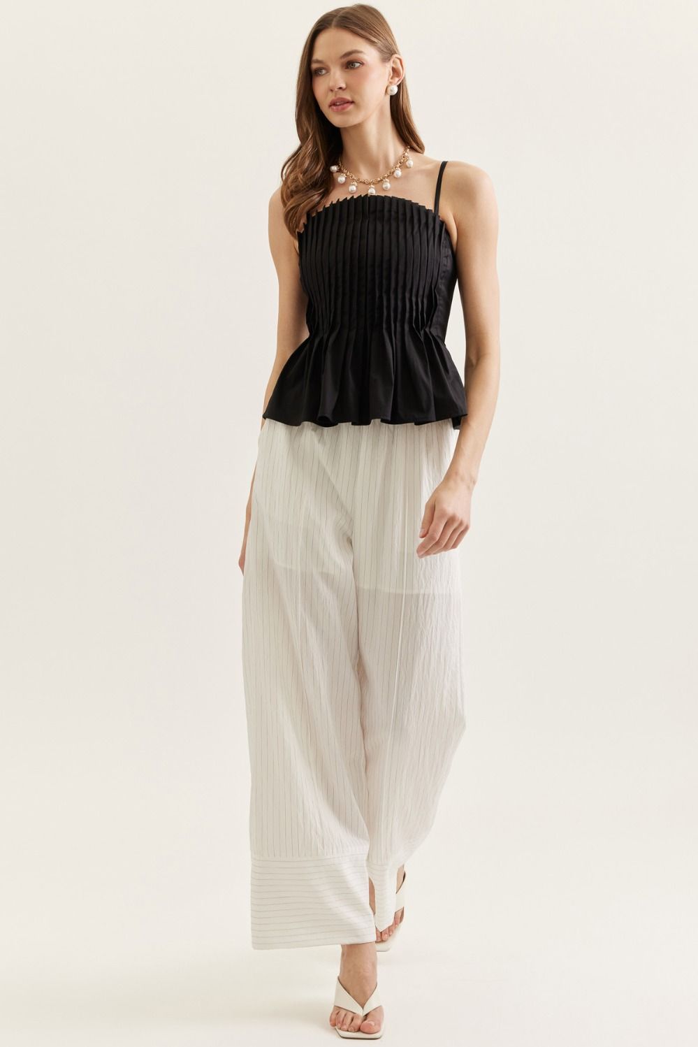 Black Pleated Tank Top
