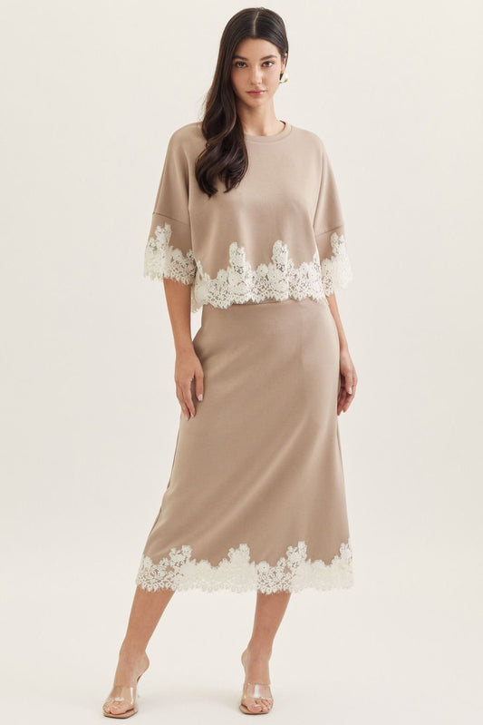 Almond Dolman Sleeve Knit Top (part of set)