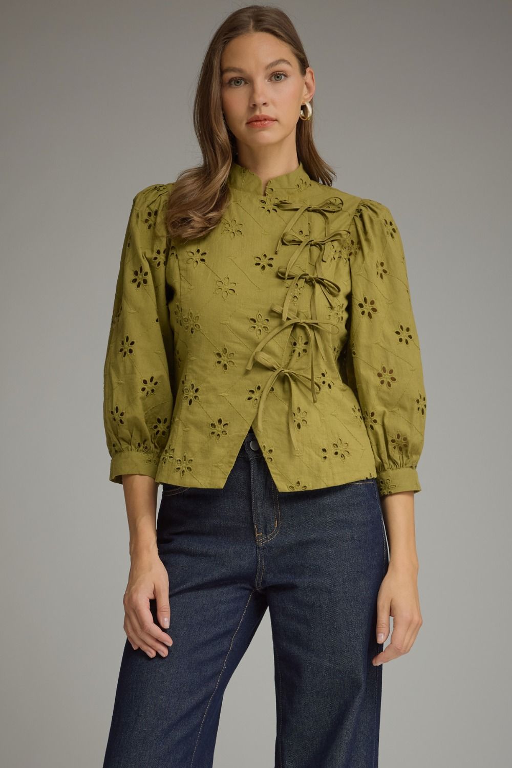 Olive You Eyelet Top