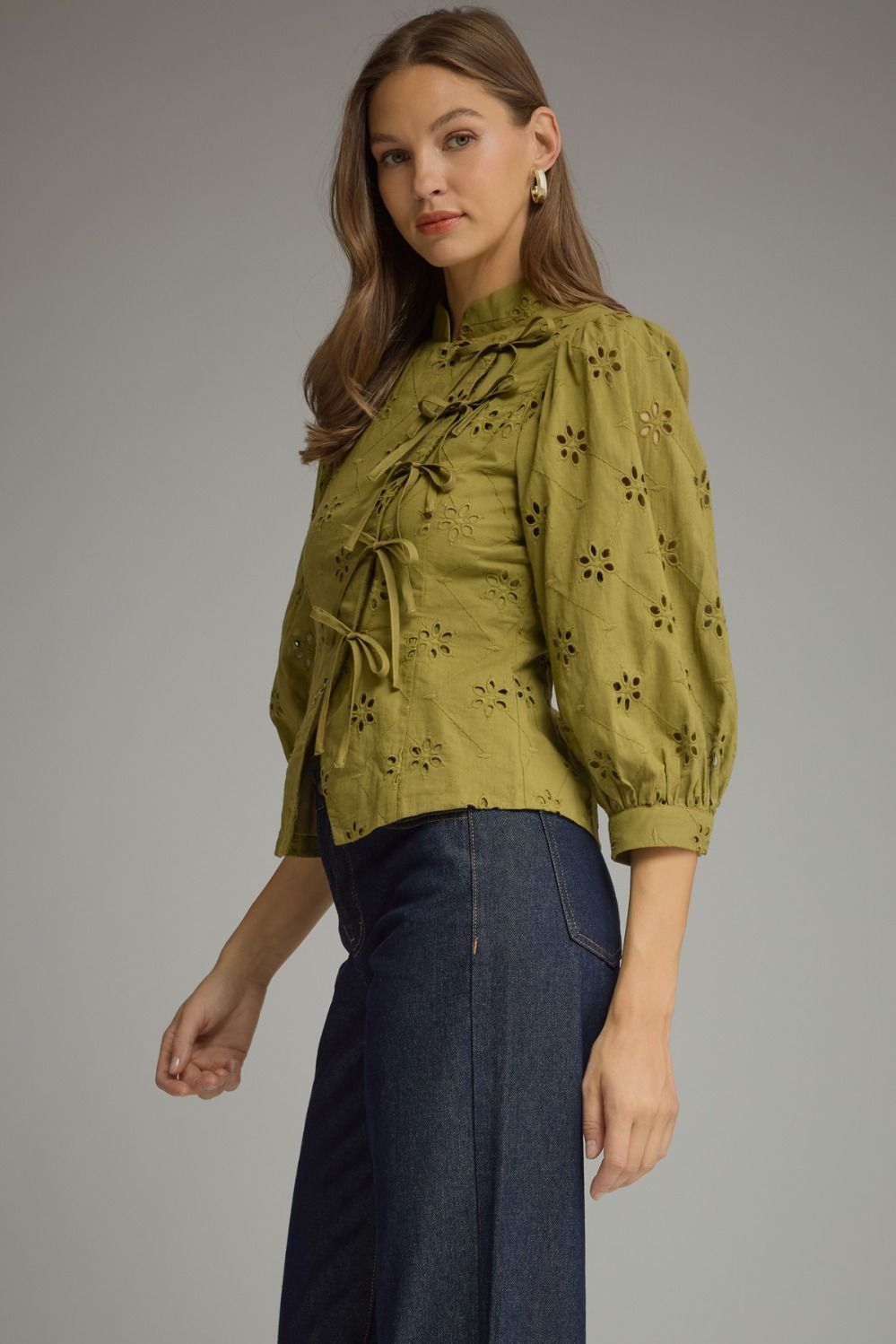 Olive You Eyelet Top