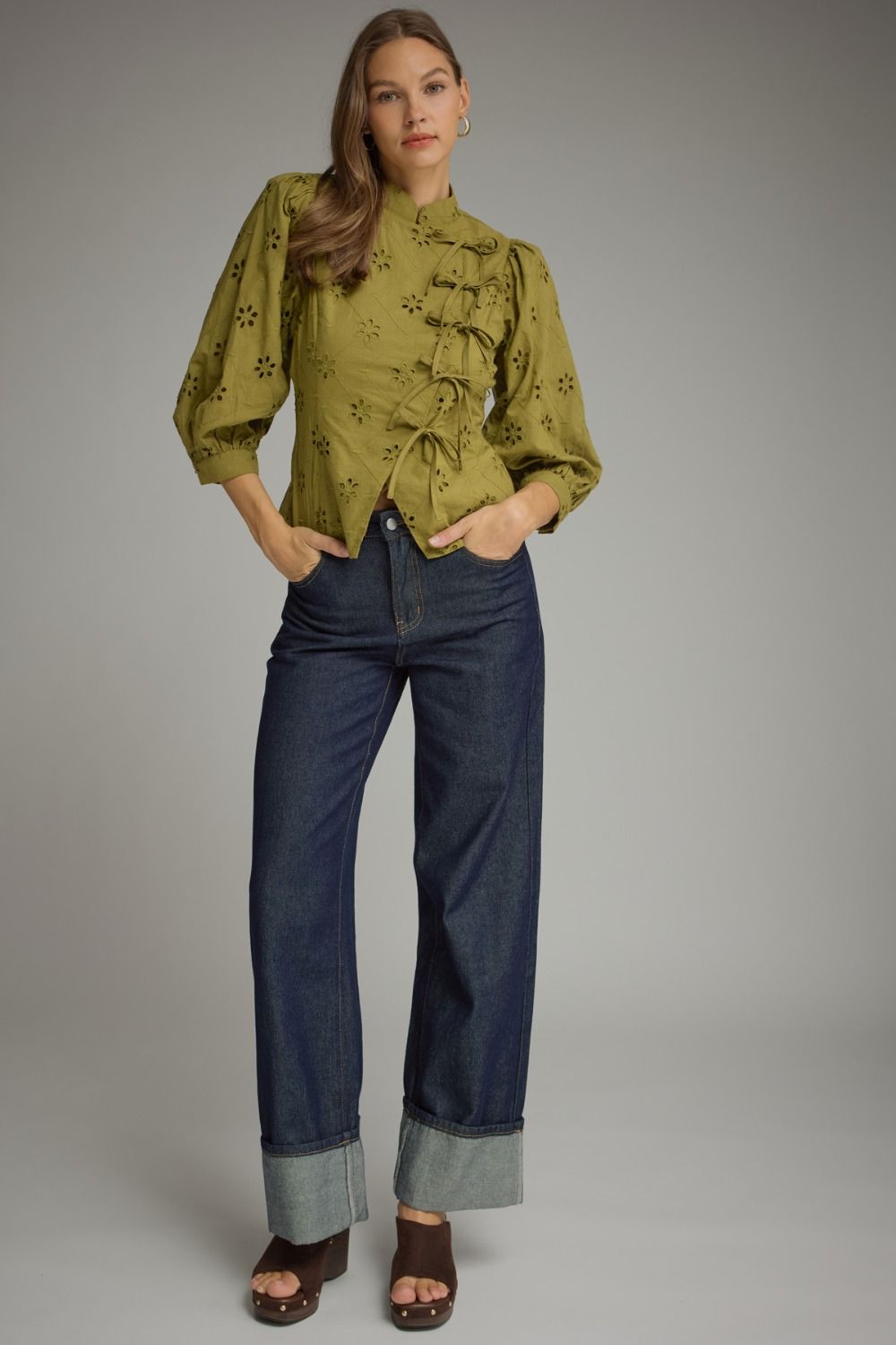 Olive You Eyelet Top
