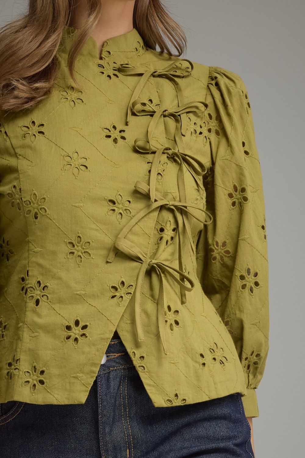 Olive You Eyelet Top