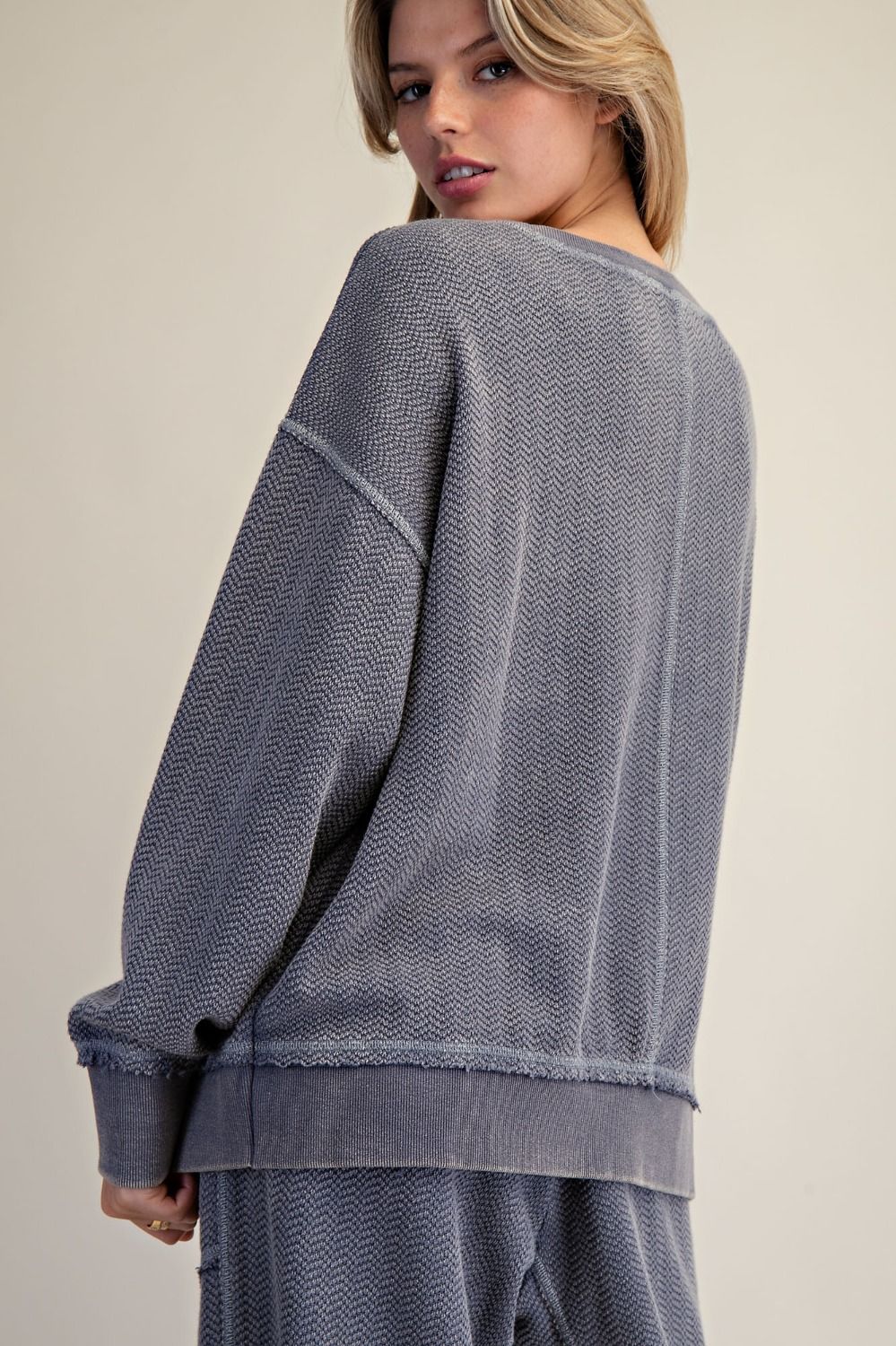 Smoke Blue Washed Loose Pullover (part of a set)
