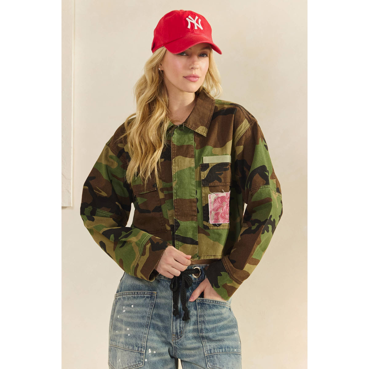 Camo Contrast Jacket: Camo Sequin