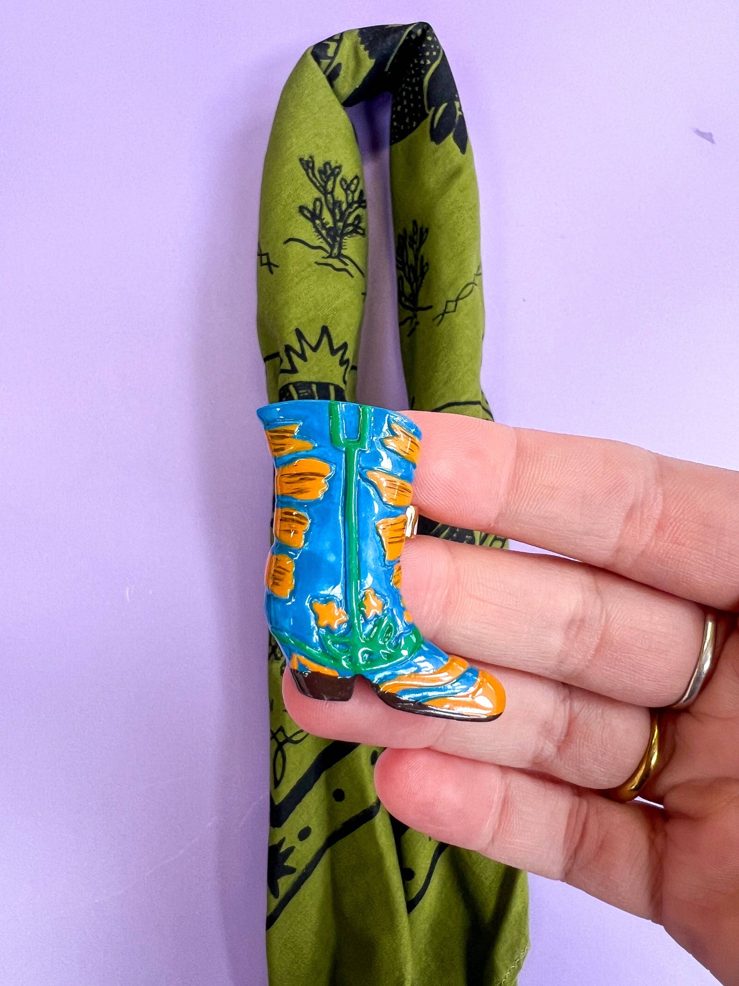 Colorful Cowboy Boot Bandana Slide