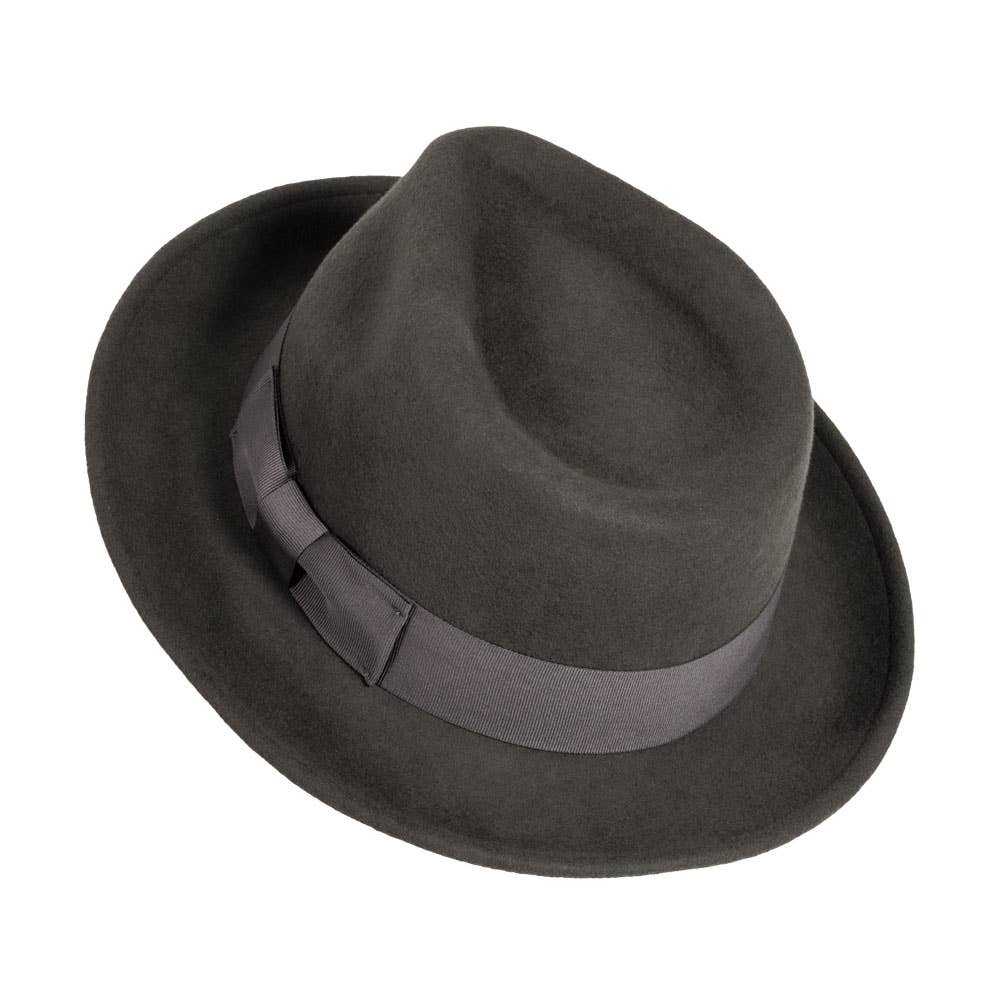 Grey Newark Crushable Wool Felt Fedora Hat