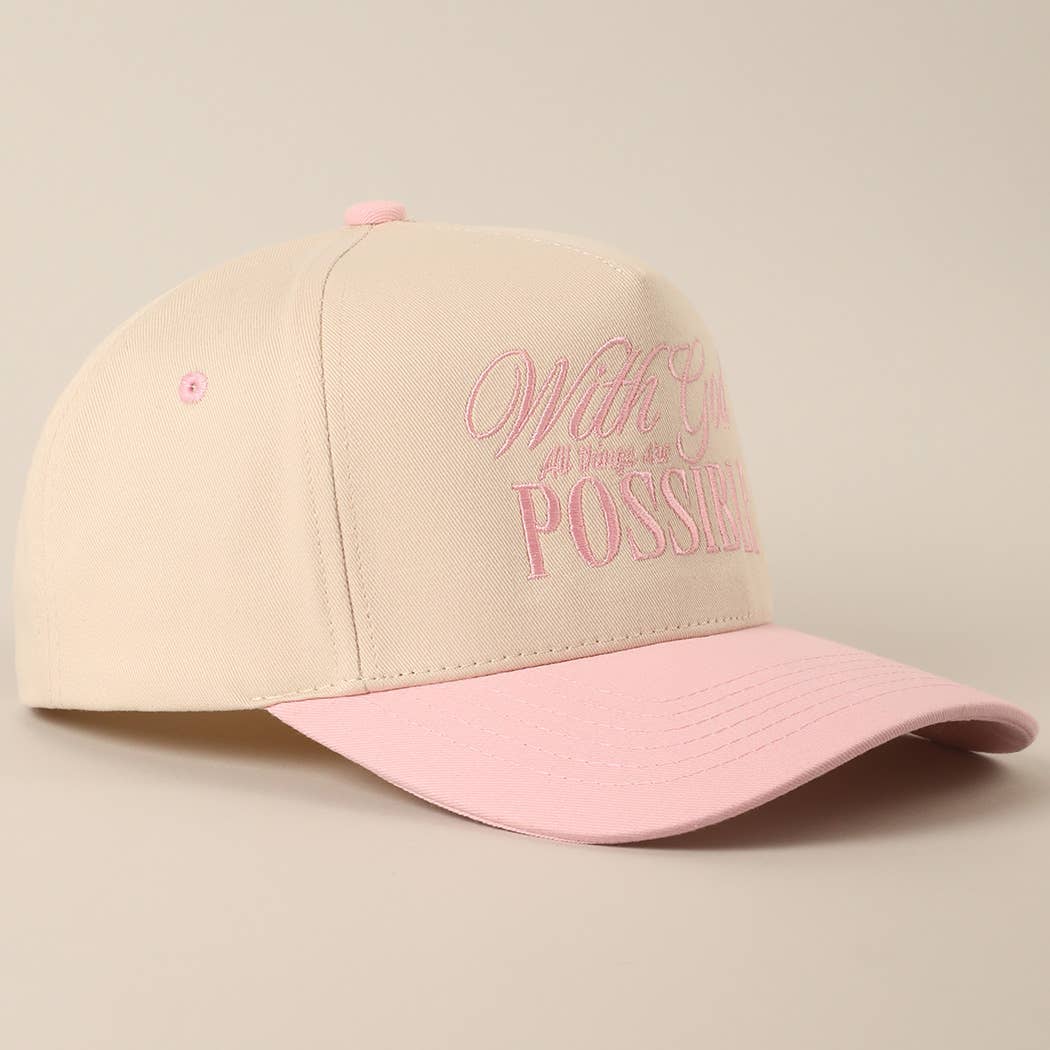 With God All Possible Embroidery Baseball Cap: SAGE / ONE SIZE