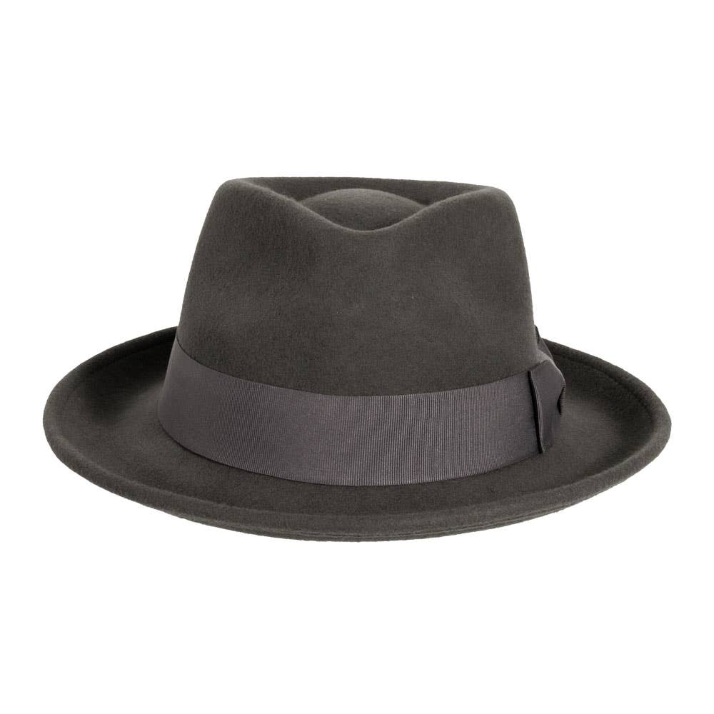 Grey Newark Crushable Wool Felt Fedora Hat
