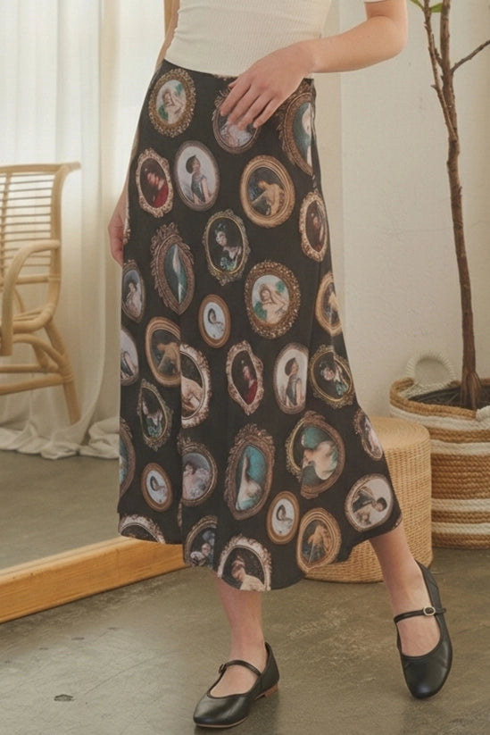 Vintage Portrait Midi Skirt