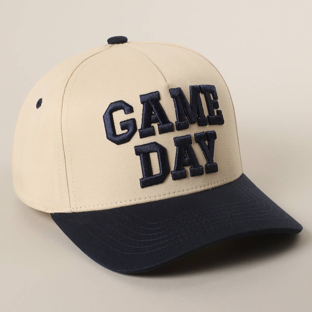 GAME DAY 3D Letter Embroidered Two-Tone Trucker Hat : BGD-WHT / ONE SIZE