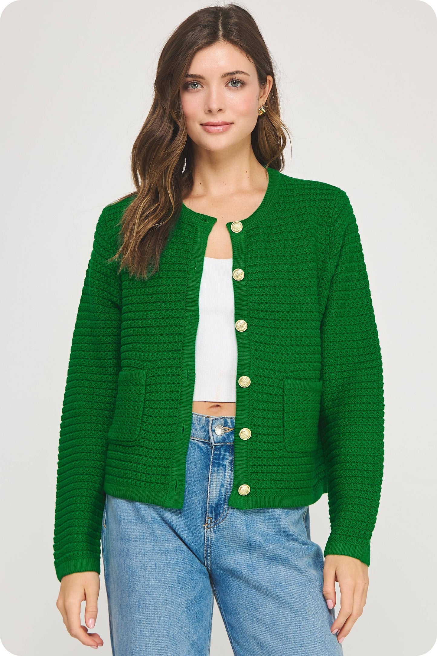 Emerald Textured Knit Cardigan
