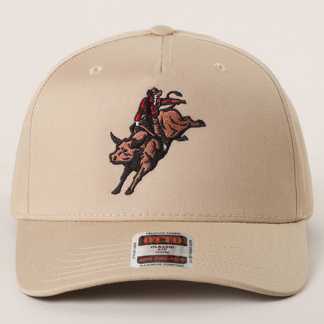 Rodeo Bull Rider Embroidered Trucker Hat : DKGRN/NATL / One Size