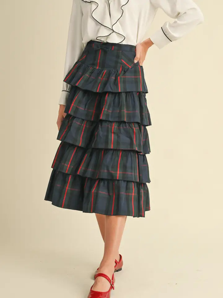 Plaid Tiered Skirt